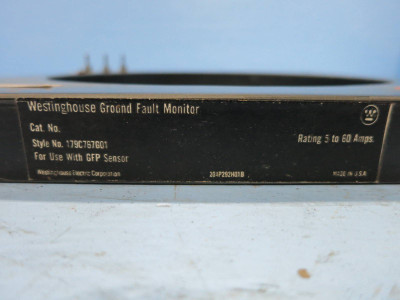 Westinghouse 179C767G01 Ground Fault Monitor GFP Sensor Rating 5 - 60 Amps 60A (DW0731-9)