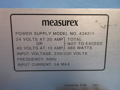 Measurex 4342/1 Power Supply Input 220/230V Output 24V or 48V 08458900 (TK3881-3)
