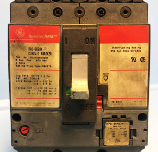 GE SELA36AI0007 7A Spectra Circuit Breaker w/ 3 Amp Plug & Aux General Electric (EM2901-5)