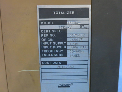 Foxboro 75TUA-PTEA-V Flow Totalizer 120V Panel Enclosure 75TUAPTEA Display 30VA (DW0888-2)