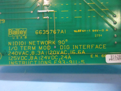 Bailey NIDI01 Network 90 I/O Term Digital Interface Module 6635767A1 No Cover (TK4126-8)