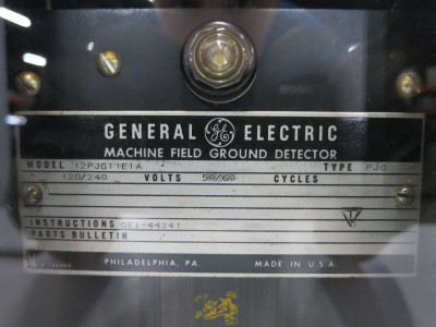 GE 12PJG11E1A Machine Field Ground Detector Relay 120/240 V Type PJG 60 Hz (DW1119-4)