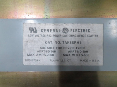 General Electric TAK6SRH1 Switching Device Adapter AKRT 2000 Cradle Chassis Rack (NP2234-1)