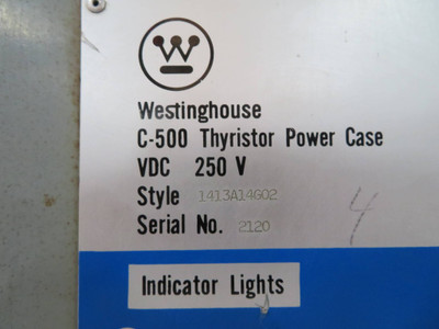 Westinghouse C-500 Thyristor Power Case Style 1413A14G02 250V VDC C500 WH Supply (NP2237-2)