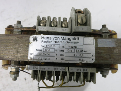 Hans von Mangoldt E58879 350VA 3PH Line Reactor Dy5 380/460V - 3x 10.5V 11.2A (DW1366-1)