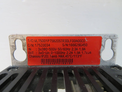 Danfoss 1 HP VLT5001PT5B20STR3DLF00A00C0 VLT 5000 Variable Speed Drive .75 kW VS (NP2264-1)