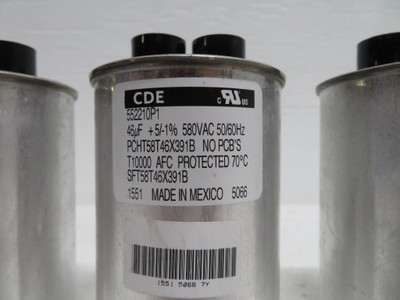 Lot of 6 CDE 552210P1 Capacitor PCHT58T46X391B 46 MF 580 VAC AFC 50/60 Hz (NP2291-29)