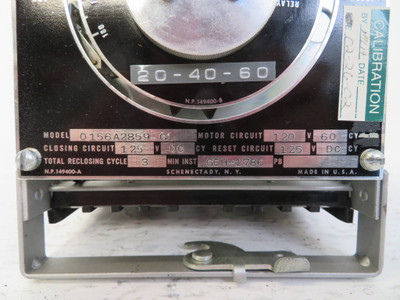 General Electric A-C Reclosing Relay 0156A2859 Type ACR GE 120V 12ACR AC (NP2317-1)