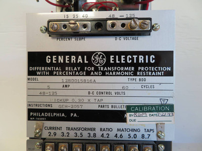 GE 12BDD15B16A Differential Relay Transformer Protection Harmonic Restraint BDD (NP2318-1)