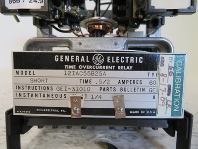 General Electric 12IAC55B25A Time Overcurrent Relay Short 0.5/2A GE Type IAC (NP2342-1)