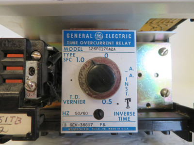 General Electric 12SFC178A2A Time Overcurrent Relay GE SFC 1.0 60 Hz (NP2368-3)