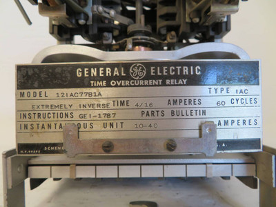 General Electric 12IAC77B1A Time Overcurrent Relay Extremely Inverse GE IAC 60 a (NP2375-11)