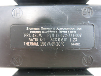 Siemens 15-172-771-007 Potential Transformer Primary 480V Ratio 4:1 (TK5008-30)