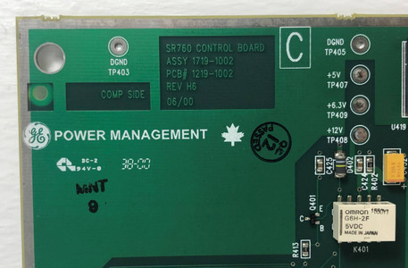 GE Multilin 1219-1002 SR760 Control Board Protection Relay Rev. H6 1719-1002 (EM3605-1)