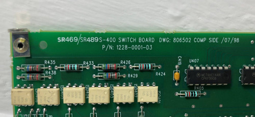 GE Multilin 1228-0001-D3 S-400 Switch Board SR469 / SR489 DWG 806502 Rev. D3 (EM3632-5)