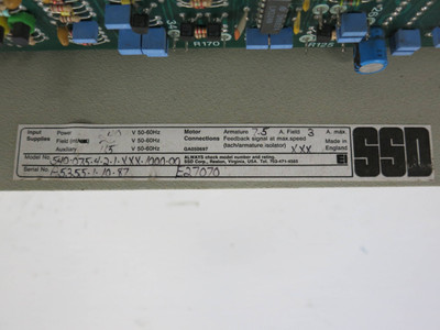 SSD 540-075-4-2-1-XXX-1000-00 1PH DC Converter Drive 240V 7.5A 120V 4 Quadrant (DW1578-1)