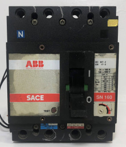 ABB SACE SN 160 Circuit Breaker w/ Shunt 690V 4 Pole 160 Amp SN160 (EM3724-1)