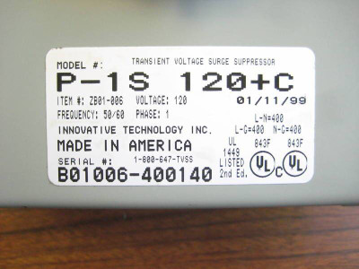 Innovative Tech P-1S 120+C P-Plus Surge Suppressor (EBI2472-1)