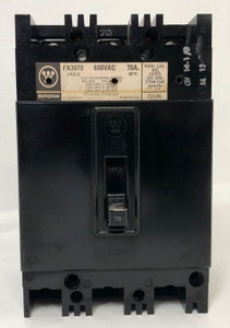 CH Westinghouse FA3070 70A Circuit Breaker 480/600V 3 Pole Type FA 70 Amp flaw (EM3862-4)