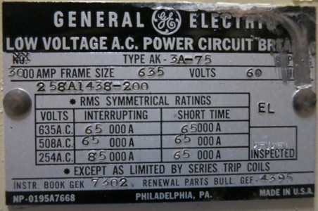 GE AK-3A-75 3000A w LSG MicroVersa PM Trip EO General Electric Air Breaker (GA0032-1)