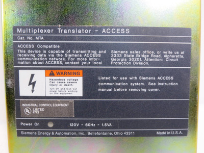 Siemens MTA Multiplexer Translator ACCESS Module 120V 1.5VA (DW2052-3)