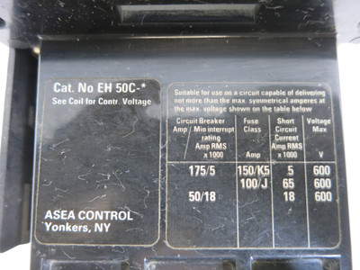 ABB EH-50C-* Precipitator Contactor 110 Amp 600V 2P 3PH 120V Coil 110A EH50P (DW2161-2)