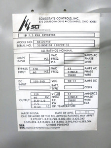SCI SS12075T 1PH 7.5 kVA Inverter SolidState Controls 120V 63A Single Phase (DW2209-1)