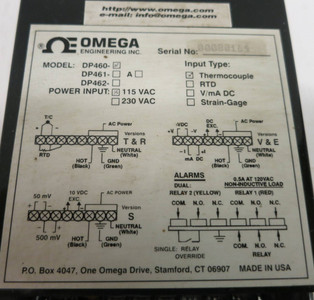 Omega Engineering Inc DP460 115VAC Input Type: Thermocouple (GA0223-1)