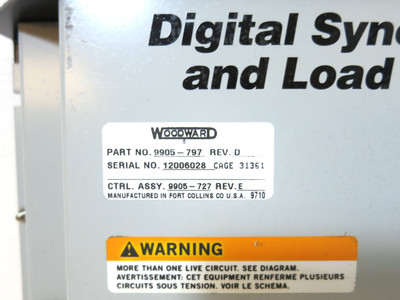 Woodward 9905-797 Rev D Digital Synchronizer and Load Control PLC Relay 9905797 (DW2621-2)