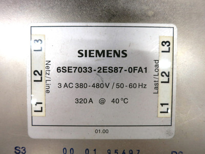 Siemens 6SE7033-2ES87-0FA1 Line Filter MasterDrives Vector Control 380-480V 320A (DW2855-1)
