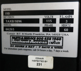 Conair Sentral Loader Control I/O Station I10 TAXB/1096 115V 107-432-02 Rev G (GA0461-1)