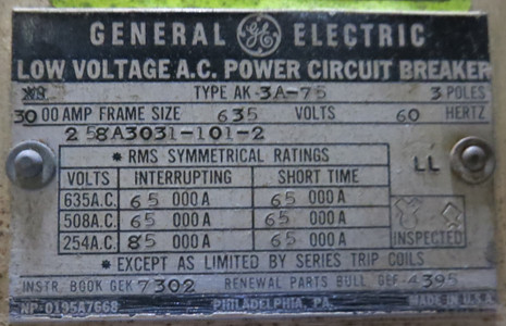 GE AK-3A-75 3000A w LSG Satin Trip EO General Electric Air Breaker Probe Shifted (GA0537-1)