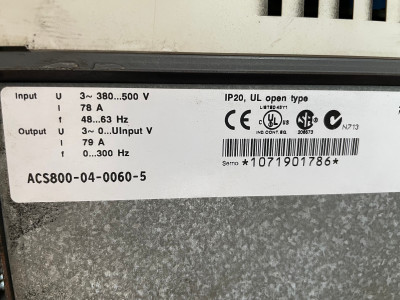 ABB ACS800-04-0060-5 60HP AC VS Drive 480V 79A 60 HP ACS-800 ACS8000400605 (DW3190-7)