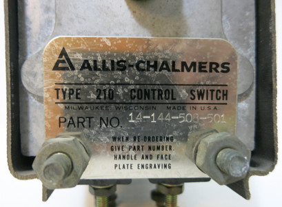 Allis-Chalmers 210 Ammeter Control Switch PN. 14-144-508-501 (GA0542-1)