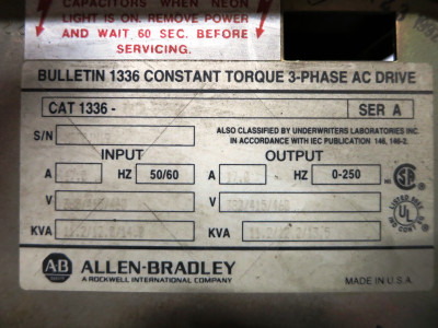 Allen Bradley 1336-B010-EAD-S1 10HP AC VS Drive 10HP 13.5kVA 460V 17A 1336B010 (DW3614-4)