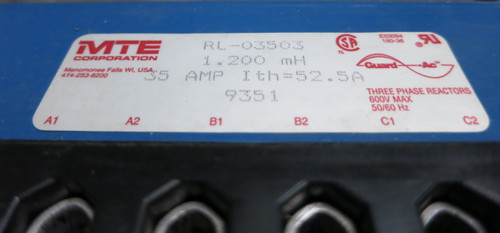 MTE RL-03513 Drive Line Reactor w Enclosure 3PH RL-03503 35A 1.2 mH RL03503 (GA0619-2)