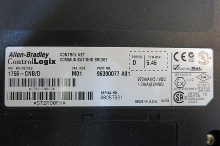 Allen Bradley 1756-CNB/D F/W Rev 05.45 Control Net Communications Bridge PLC AB (PM3144-2)
