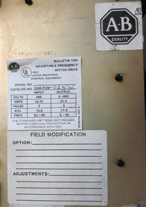 Allen Bradley 1334-FOB 15 HP Adjustable Frequency AC VS Drive 460V 17 kVA 21.3A (GA0743-2)