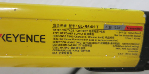 Keyence GL-R64H-T Type4 Transmitter GL-RPT10PM-T 51" Light Curtain GLR64HT (GA0803-1)