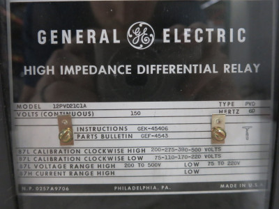 GE 12PVD21C1A High Impedance Differential Voltage Relay Type PVD 150V (DW4086-2)
