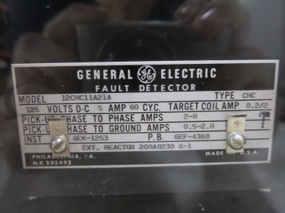 GE 12CHC11A21A Fault Detector Relay Type CHC 125 VDC 5A (DW4085-5)