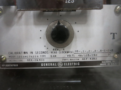 GE 12SAM17A22A Static Timing Relay Type SAM 48/125/250 V DC .05-3 (DW4094-1)