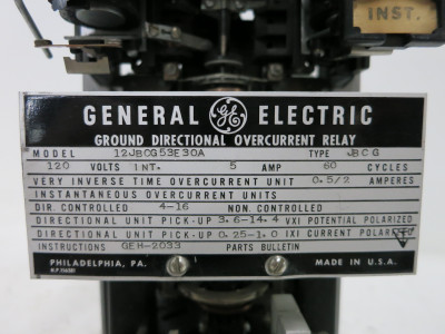 GE 12JBCG53E30A Ground Directional Overcurrent Relay JBCG 120V 5A .5/2 4-16 (DW4104-1)