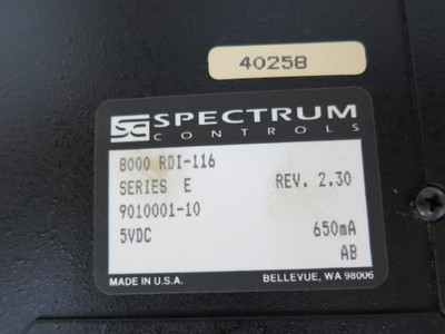 Spectrum Controls 8000-RDI-116 Ser E Rev 2.30 12-24V AC/DC Input Sy/Max PLC (DW4171-1)