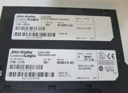 Allen Bradley 1756-L1/A F/W 10.24 Logix 5550 Processor w 1756-M2/A Memory PLC A (GA0962-1)