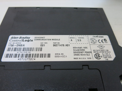 Allen Bradley 1756-DNB/A F/W Rev 3.5 G01 DeviceNet Communication Module PLC (GA0958-3)
