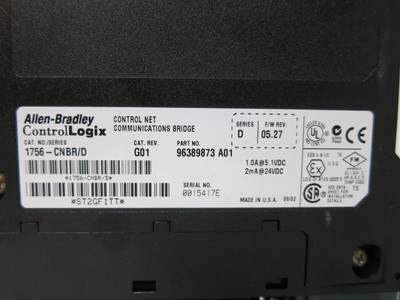 Allen Bradley 1756-CNBR Ser D Rev G01 FW 5.27 Control Net Communications Bridge (GA0954-8)