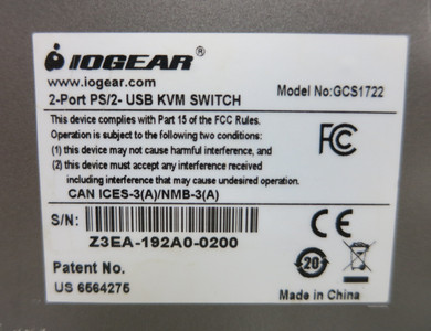 Iogear GCS1722 2 Port PS/2 - USB VGA KVM Switch I0-Gear GCS-1722 (BJ0011-2)