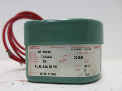 New Asco Red-Hat 8215C083 3/8" Pipe Solenoid Valve 25 PSI 15.4W 120V (BJ0020-1)