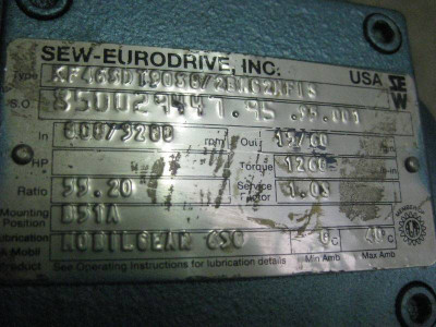 Sew Eurodrive KF46SDT .22KW Ratio:55.2 Gear Reducer NEW (EBI3638-1)